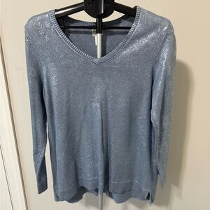 Chicos Metallic Silver Blue Gray Sweater Size 2 (size L)